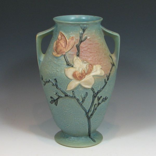Roseville Magnolia Vase blue pink