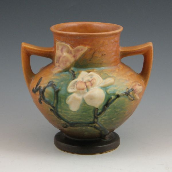 Roseville Magnolia vase in brown.