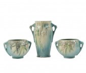 ROSEVILLE MOSS ART POTTERY 3PC