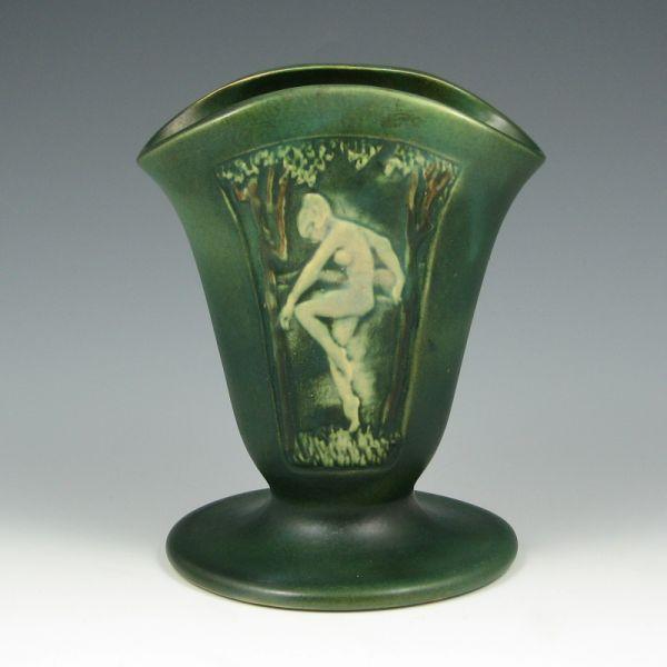 Roseville Panel fan vase with nudes