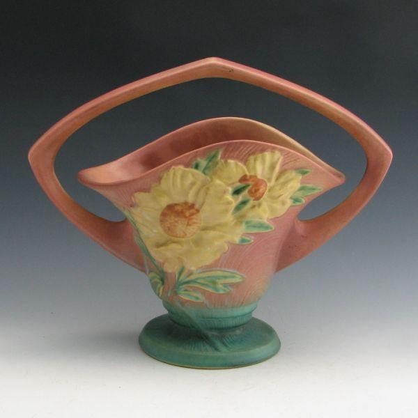 Roseville Peony basket in pink