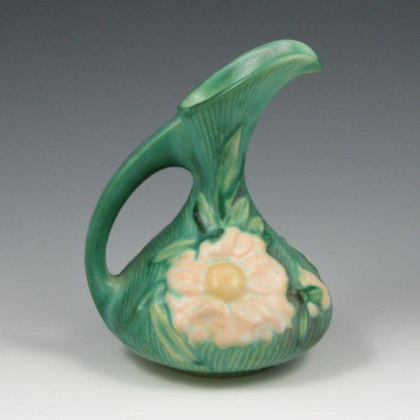 Roseville Peony ewer in green. 