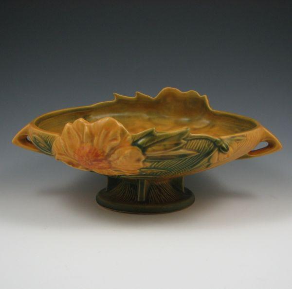 Roseville Peony footed console bowl