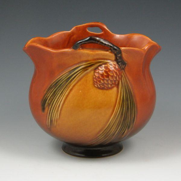 Roseville Pine Cone brown planter.