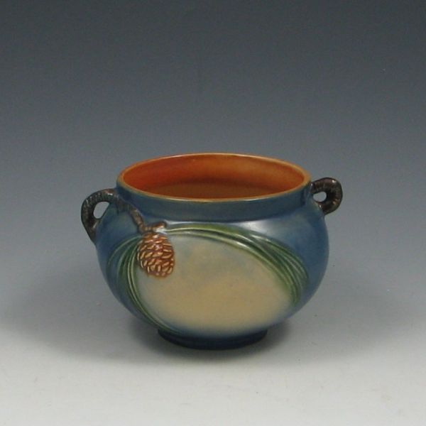 Roseville Pine Cone Jardiniere blue