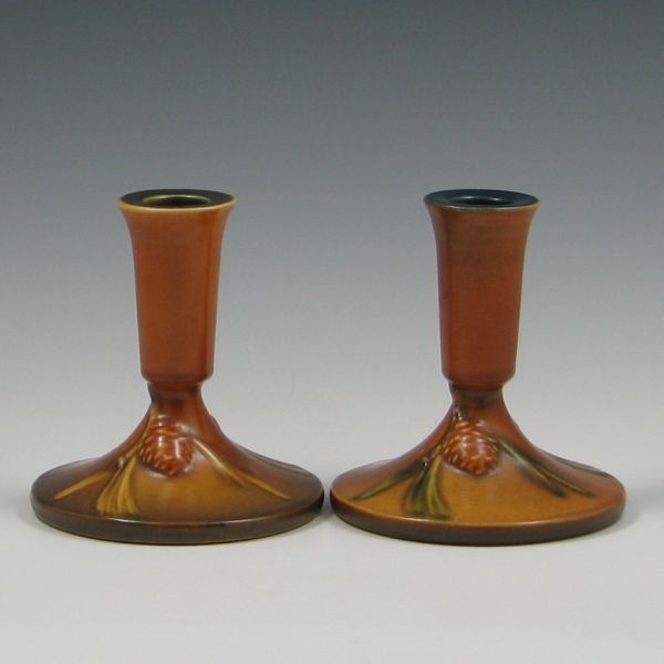 Roseville Pinecone Candle Holders