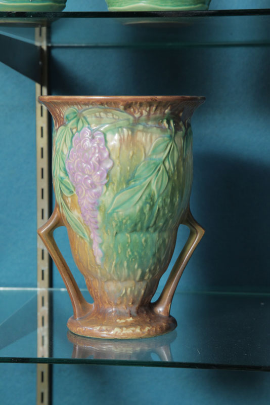 ROSEVILLE POTTERY VASE. In brown