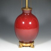 Roseville red Topeo lamp with