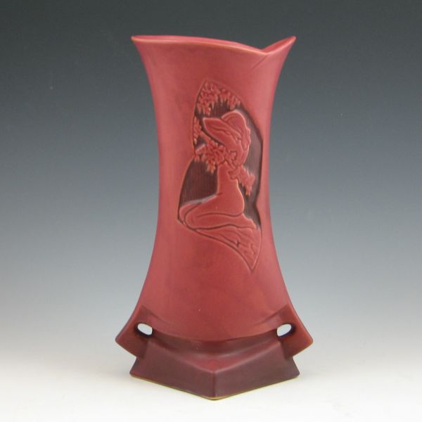 Roseville Silhouette vase in maroon