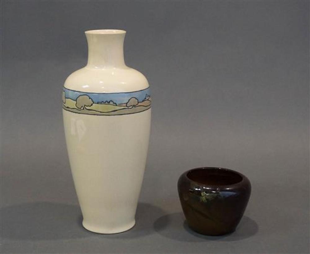 ROSEVILLE SQUATTED VASE AND A