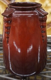 ROSEVILLE TOPEO RED GLAZED POT