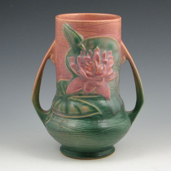Roseville Water Lily handled vase