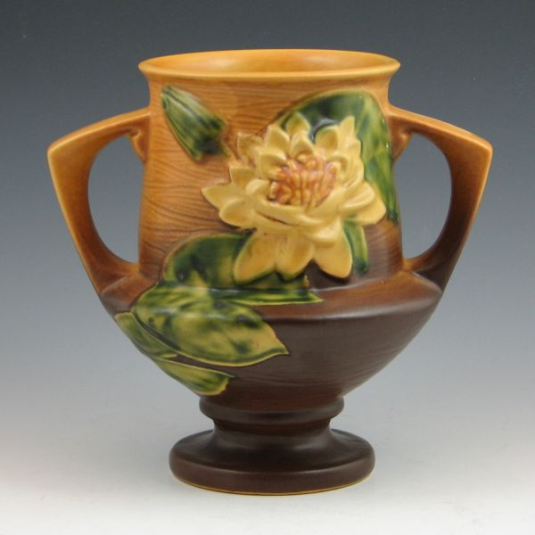 Roseville Water Lily vase in brown.
