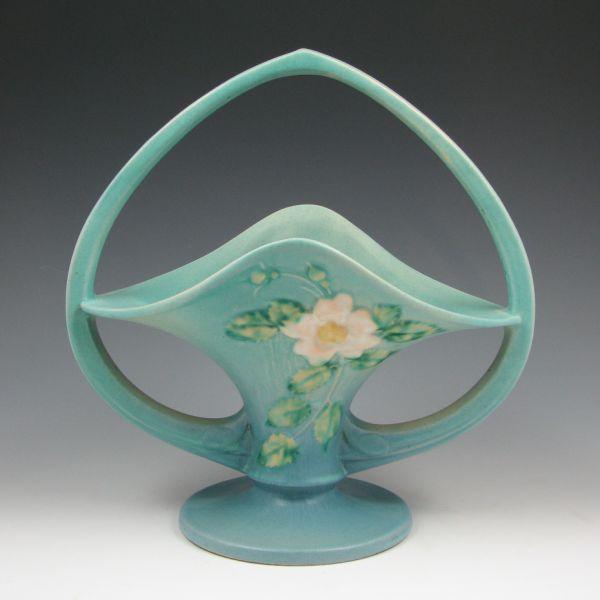Roseville White Rose basket in