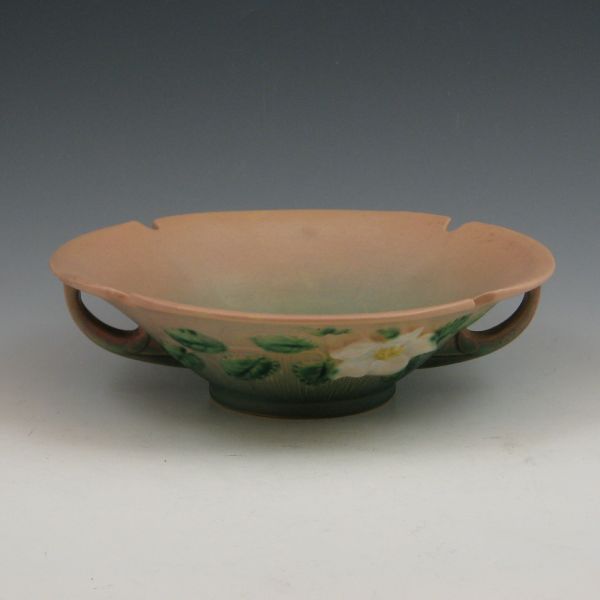 Roseville White Rose bowl in pink