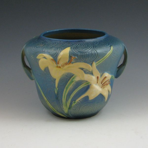 Roseville Zephyr Lily vase in blue.
