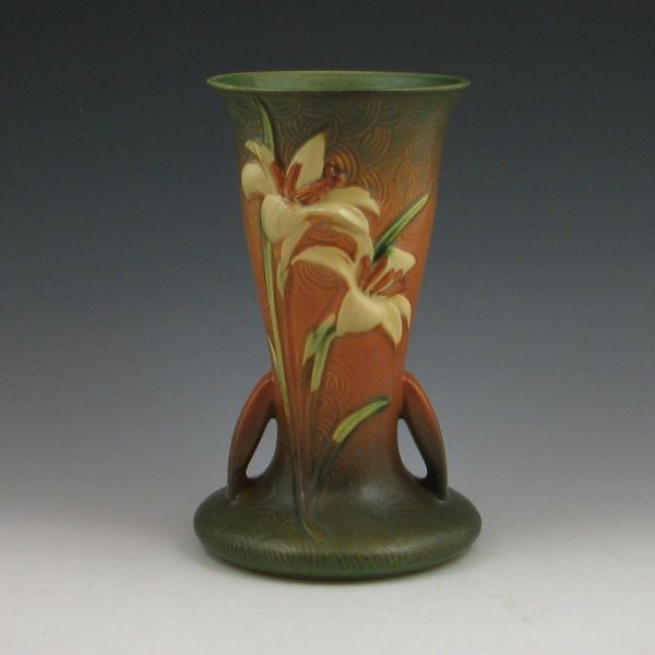 Roseville Zephyr Lily vase in brown