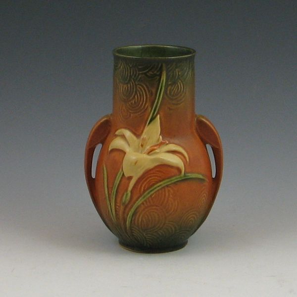 Roseville Zephyr Lily vase in brown
