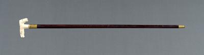 Rosewood and ivory cane, carved tip