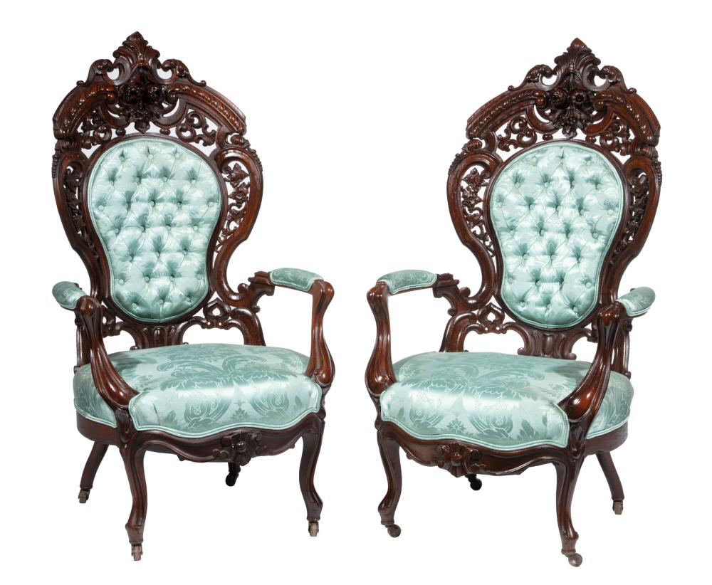 ROSEWOOD ARMCHAIRS, ATTR. TO J. &