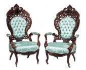 ROSEWOOD ARMCHAIRS, ATTR. TO J