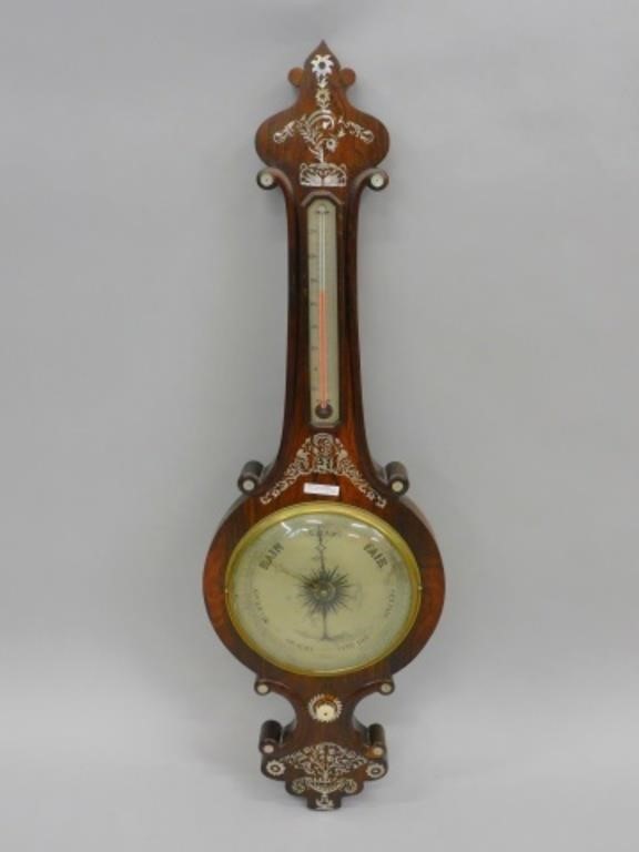 ROSEWOOD BAROMETER. 19TH C. BANJO