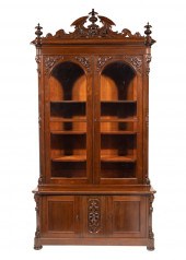 ROSEWOOD BOOKCASE, STENCILED "
