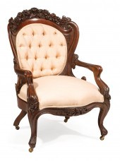 ROSEWOOD LADY'S ARMCHAIR, ATTR