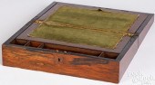 ROSEWOOD LAP DESK, 19TH C.Rose