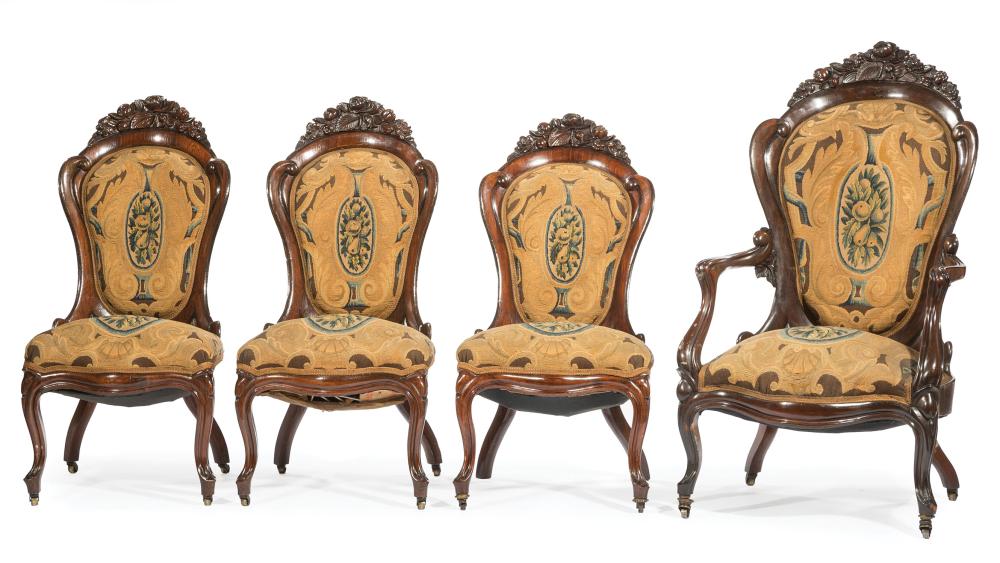 ROSEWOOD PARLOR CHAIRS, ATTR.