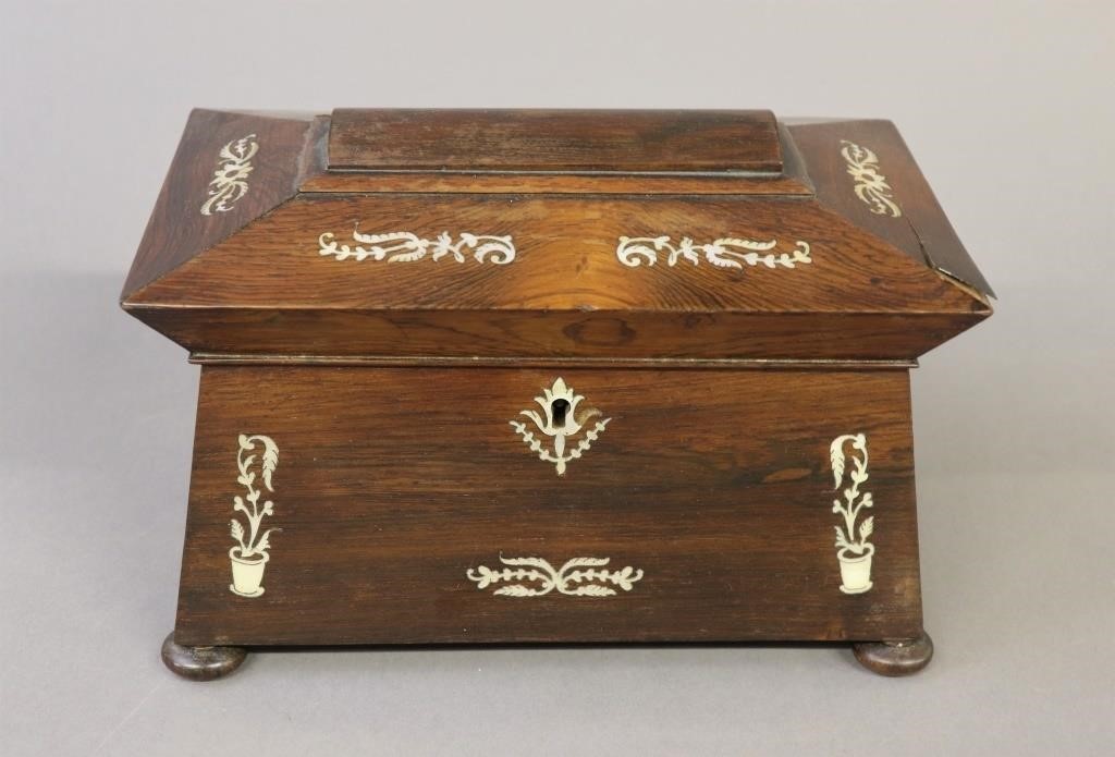 Rosewood tea caddy with
