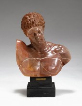 Rouge veined marble bust, afte