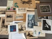Roughly 100 unframed collectio