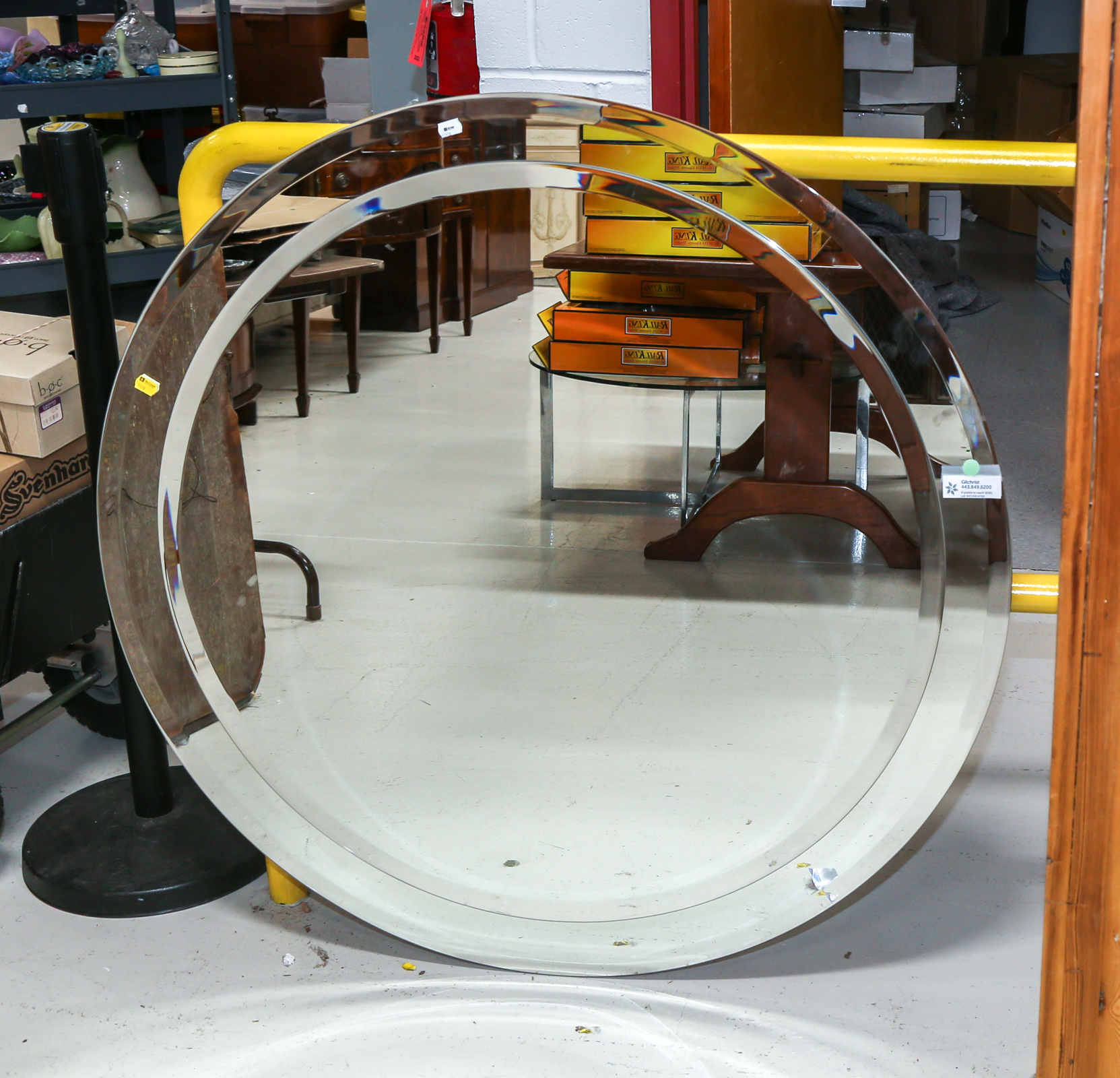 ROUND 80S STYLE GLASS MIRROR 44 in.