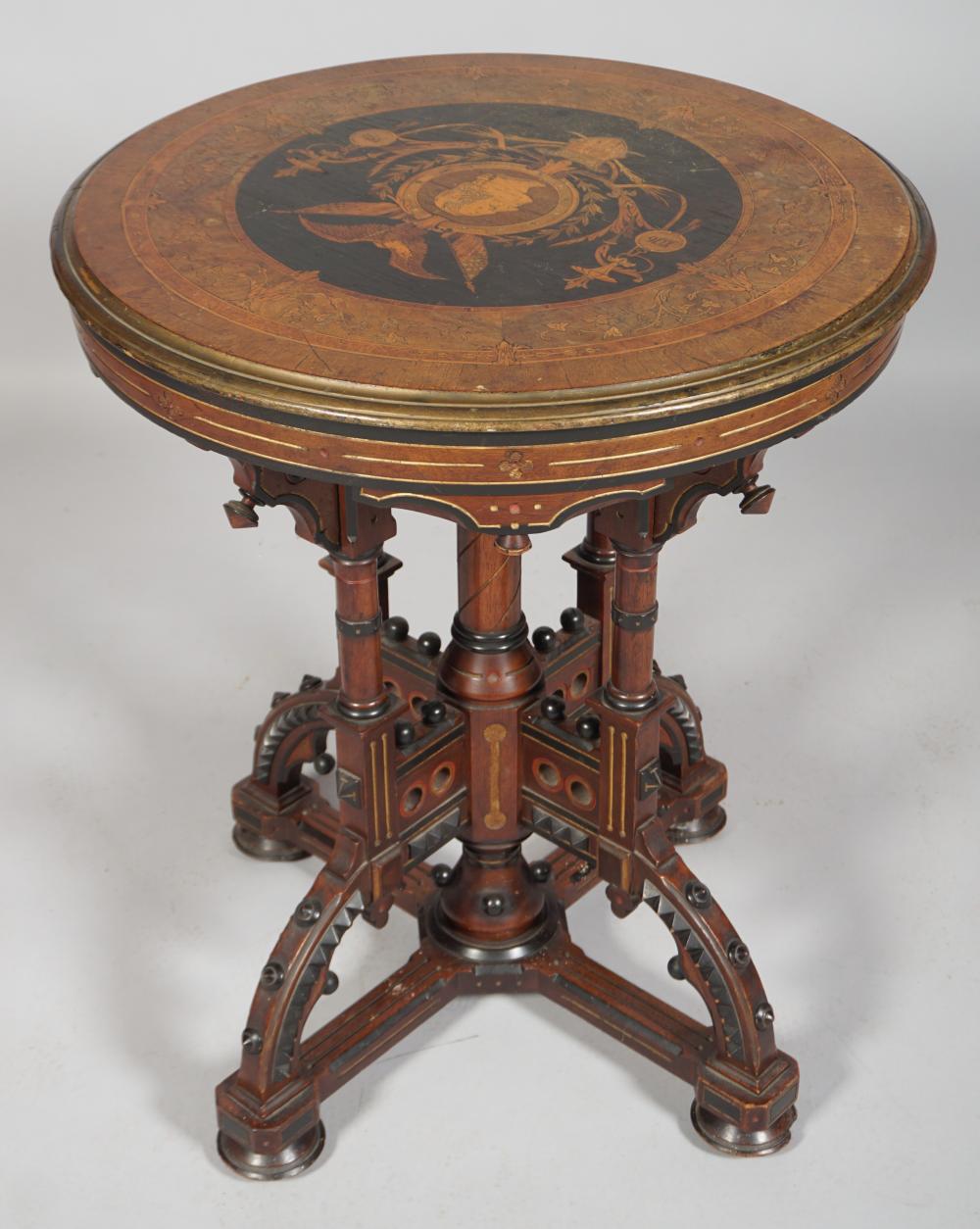 ROUND GILT AND INLAID CARVED GEORGE