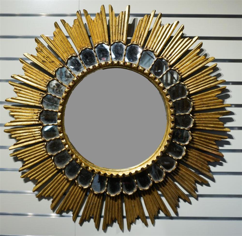 ROUND GILTWOOD SUNBURST MIRROR,