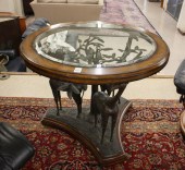 ROUND GLASS-TOP BRONZE TREE AN