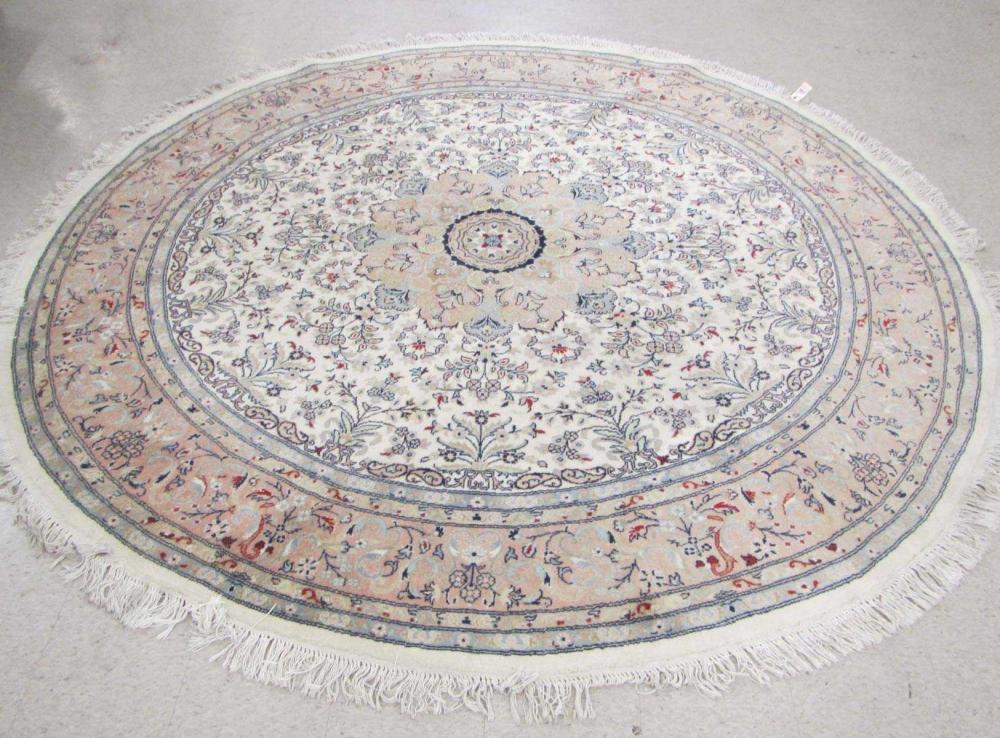 ROUND HAND KNOTTED ORIENTAL CARPET,