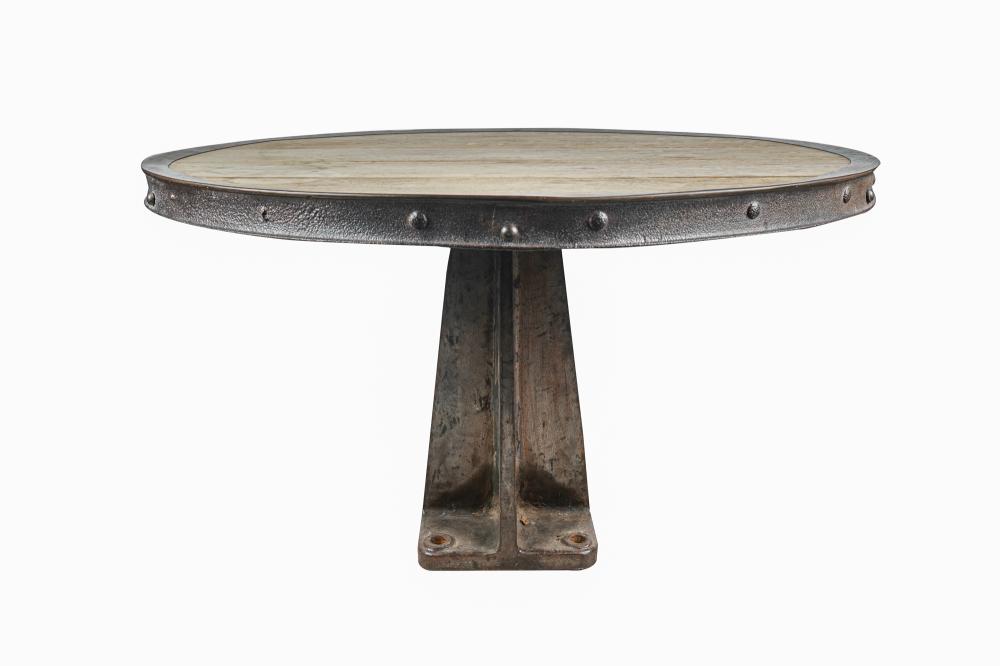 ROUND IRON & BLEACHED WOOD