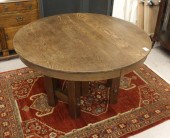ROUND MISSION OAK DINING TABLE