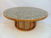 ROUND MOSAIC TILE TOP TEAK BAS