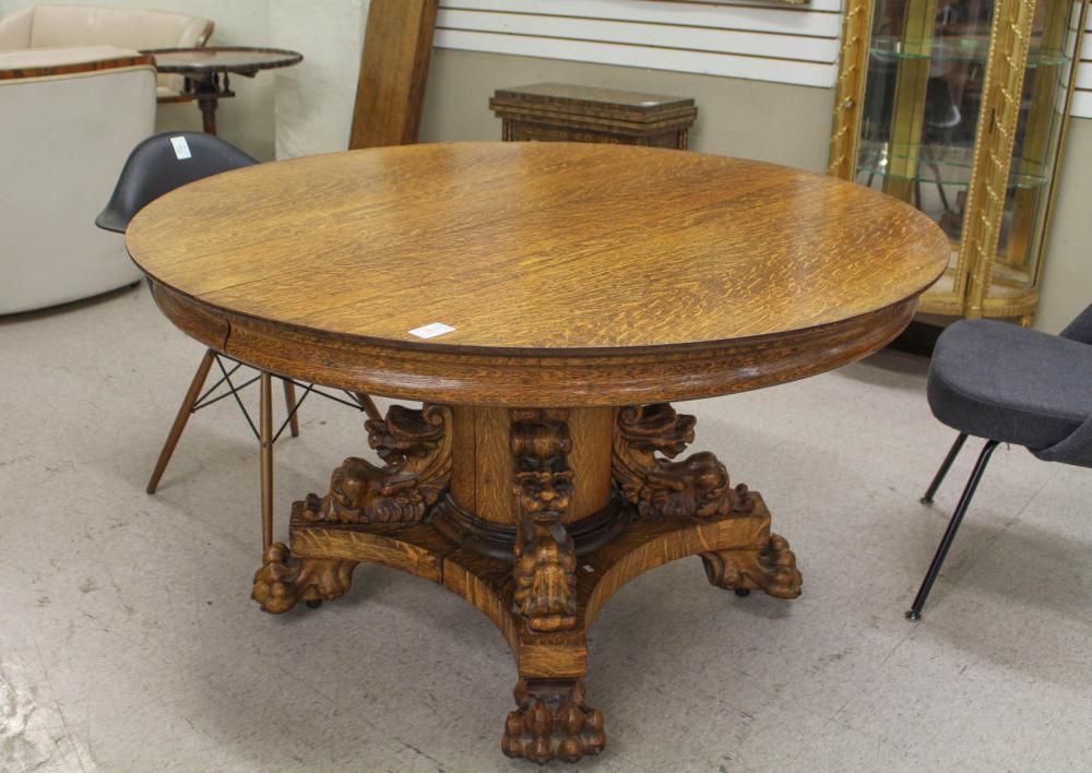 ROUND OAK PEDESTAL DINING TABLE