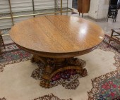 ROUND OAK PEDESTAL DINING TABL