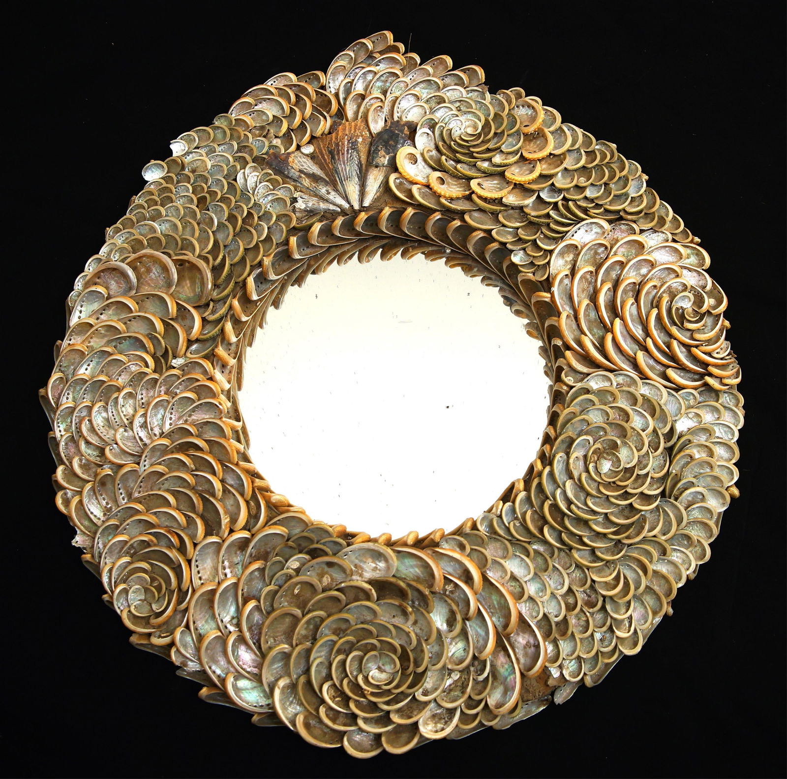 ROUND OPALESCENT SEA-SHELL ART