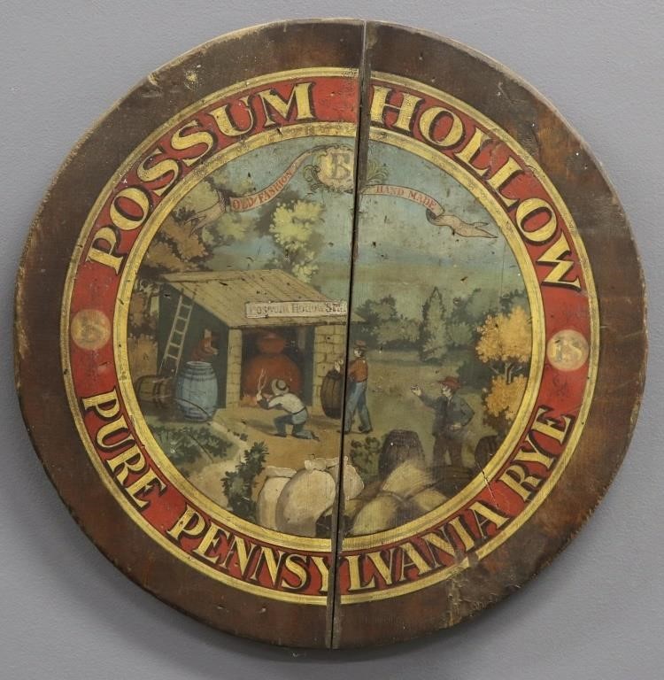 Round sign, "Possom Hollow Pure