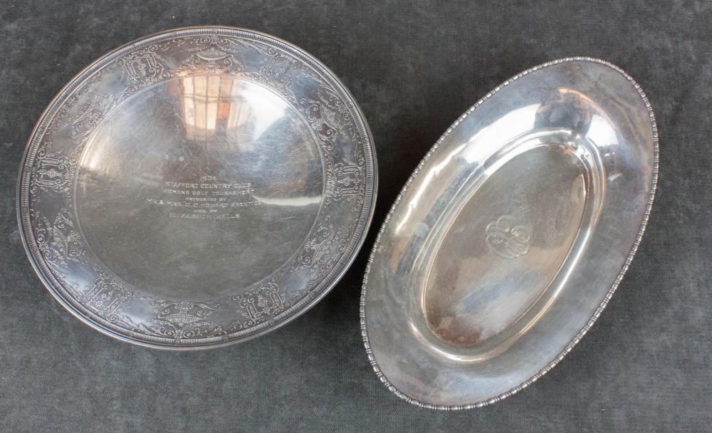 ROUND STERLING SILVER BOWL AND OVAL
