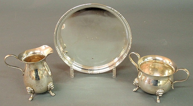 Round sterling silver tray 7"dia.