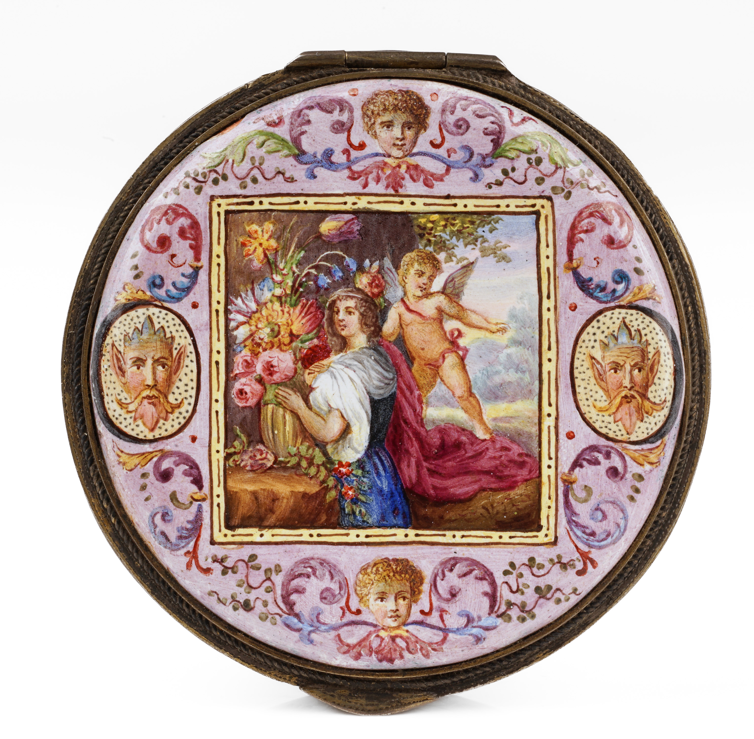 Round Viennese enamel box,
