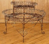 ROUND WROUGHT IRON TWO TIER PL