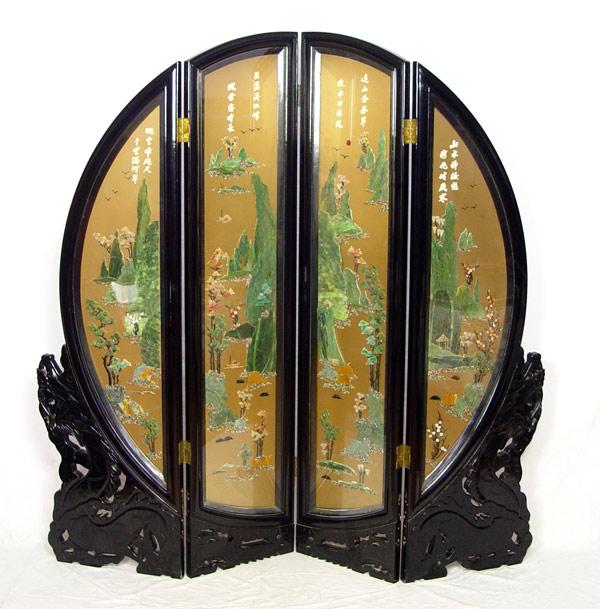 ROUNDED CHINESE LACQUER SCREEN:
